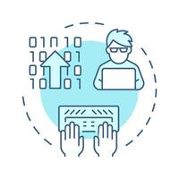 High code soft blue concept icon. App development approach of RPA. Automating routine programming tasks. Round shape line illustration. Abstract idea. Graphic design. Easy to use in article vector