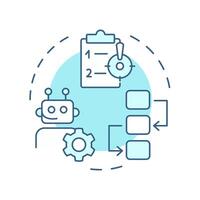 Rule based and adaptive RPA soft blue concept icon. Robotizing work processes. Futuristic technology. Round shape line illustration. Abstract idea. Graphic design. Easy to use in article vector