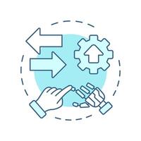 Hybrid RPA soft blue concept icon. Attended and unattended bots implementation. Robotic process automation. Round shape line illustration. Abstract idea. Graphic design. Easy to use in presentation vector