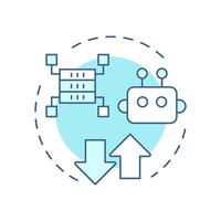 Defined data input and output soft blue concept icon. Robotic processes automation benefit. Digital optimization. Round shape line illustration. Abstract idea. Graphic design. Easy to use in article vector