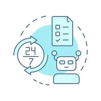 Unattended RPA soft blue concept icon. Software operating independently of human intervention. Robotization. Round shape line illustration. Abstract idea. Graphic design. Easy to use in article vector
