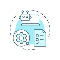Automating repetitive tasks algorithm soft blue concept icon. RPA technology improving workflow routine. Round shape line illustration. Abstract idea. Graphic design. Easy to use in presentation vector