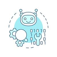 RPA development soft blue concept icon. Bot automating specific tasks. Coding optimization technology. Round shape line illustration. Abstract idea. Graphic design. Easy to use in article vector
