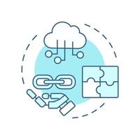 System integration soft blue concept icon. RPA connecting software and platforms. Technology development. Round shape line illustration. Abstract idea. Graphic design. Easy to use in presentation vector