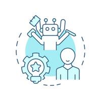 Boosting employee morale soft blue concept icon. Using bots for routine tasks to reduce workers burnout. Round shape line illustration. Abstract idea. Graphic design. Easy to use in article vector