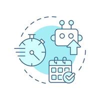 Fast deployment soft blue concept icon. RPA configured to meet business needs. Easy integration technology. Round shape line illustration. Abstract idea. Graphic design. Easy to use in presentation vector