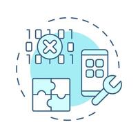 No code soft blue concept icon. App development without programming experience. Robotic process automation. Round shape line illustration. Abstract idea. Graphic design. Easy to use in article vector