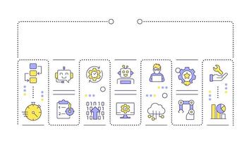 Robotic process automation word concept isolated on white. Using bots for tasks optimization. Creative illustration banner surrounded by editable line colorful icons vector