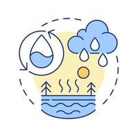 Water cycle multi color concept icon. Earth surface liquid movement research. Atmospheric phenomena. Round shape line illustration. Abstract idea. Graphic design. Easy to use in presentation vector