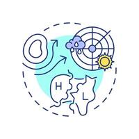 Synoptic scale meteorology multi color concept icon. Large weather systems analysis. Weather forecasting. Round shape line illustration. Abstract idea. Graphic design. Easy to use in article vector
