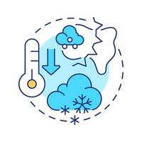 Cold front multi color concept icon. Atmospheric phenomena research. Climate and weather forecasting. Round shape line illustration. Abstract idea. Graphic design. Easy to use in article vector