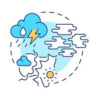 Occluded front multi color concept icon. Cold air catching up to warm formation. Atmospheric phenomena. Round shape line illustration. Abstract idea. Graphic design. Easy to use in presentation vector