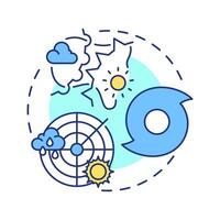 Meteorology multi color concept icon. Studying data for weather forecasting. Atmospheric science. Round shape line illustration. Abstract idea. Graphic design. Easy to use in presentation vector