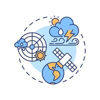 Weather forecasting multi color concept icon. Analysis of atmospheric data and models. Application of meteorology. Round shape line illustration. Abstract idea. Graphic design. Easy to use in article vector