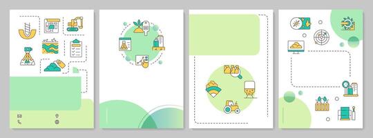 Geotechnical engineering green circle brochure template. Grounds survey technology. Leaflet design with linear icons. Editable 4 layouts vector