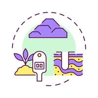 Test pits multi color concept icon. Study soil and rock layers by excavation. Geotechnical exploration. Round shape line illustration. Abstract idea. Graphic design. Easy to use in presentation vector