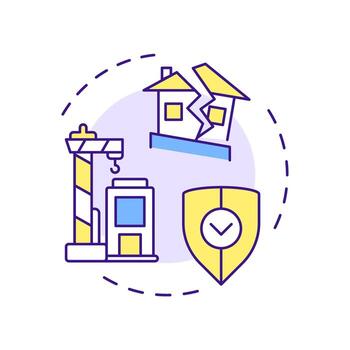 Earthquake engineering multi color concept icon. Structures withstanding seismic activity designing. Geotech. Round shape line illustration. Abstract idea. Graphic design. Easy to use in article vector