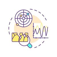 Geophysical investigations multi color concept icon. Explore subsurface conditions without digging. Geotech. Round shape line illustration. Abstract idea. Graphic design. Easy to use in presentation vector
