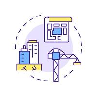 Foundation design multi color concept icon. Soil stability and safety. Application of geotechnical report. Round shape line illustration. Abstract idea. Graphic design. Easy to use in article vector