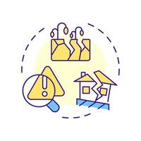 Geotechnical risks multi color concept icon. Potential hazards related to soil, rock, and groundwater. Round shape line illustration. Abstract idea. Graphic design. Easy to use in presentation vector