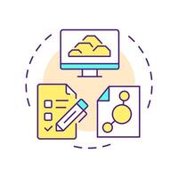Geotechnical laboratory report multi color concept icon. Data analysis on soil and rock. Geotech survey. Round shape line illustration. Abstract idea. Graphic design. Easy to use in presentation vector