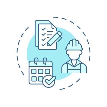 Scheduling and dispatch soft blue concept icon. Key component of FSM. Field service management. Round shape line illustration. Abstract idea. Graphic design. Easy to use in article vector