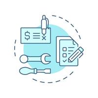 Service reports and invoicing soft blue concept icon. Key component of FSM. Field service management. Round shape line illustration. Abstract idea. Graphic design. Easy to use in article vector