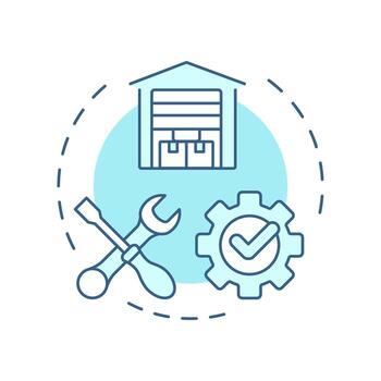 Parts management soft blue concept icon. Inventory management. Key component of FSM. Field service management. Round shape line illustration. Abstract idea. Graphic design. Easy to use in article vector