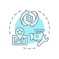 Asset management soft blue concept icon. Tracking, maintenance. Core feature of FMS. Field service management. Round shape line illustration. Abstract idea. Graphic design. Easy to use in article vector