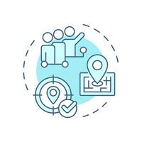Team location soft blue concept icon. Real-time tracking and monitoring. Field service management. Round shape line illustration. Abstract idea. Graphic design. Easy to use in article vector