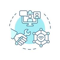 Remote support soft blue concept icon. Real-time tracking and monitoring. Field service management. Round shape line illustration. Abstract idea. Graphic design. Easy to use in article vector