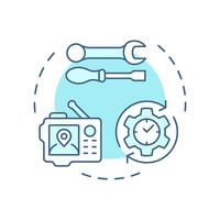 Tracking equipment soft blue concept icon. Real-time tracking and monitoring. Field service management. Round shape line illustration. Abstract idea. Graphic design. Easy to use in article vector