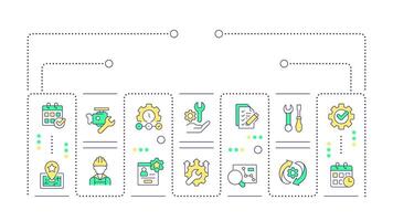 MWM word concept isolated on white. Mobile workforce management. Streamline task execution. Creative illustration banner surrounded by editable line colorful icons vector