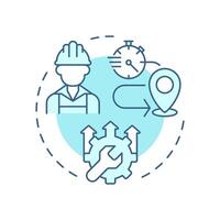 Improve technician utilization soft blue concept icon. Benefit of FSM. Field service management. Round shape line illustration. Abstract idea. Graphic design. Easy to use in article vector