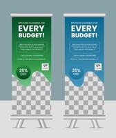 Business Rollup Banner Design Template With Realistic Presentation vector