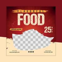 Food Social Media Post Design Template For Restaurant vector