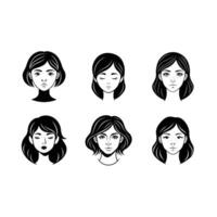 Blushy Face and Linocut Silhouette Design vector