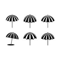 Beach Umbrella Icon - and Linocut Silhouette Design vector