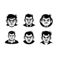 Angry Frown and Linocut Silhouette Design vector