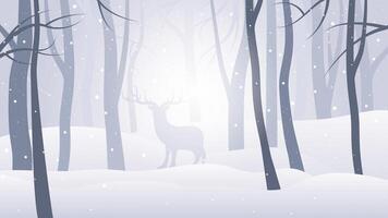 winter scenery with deer vector