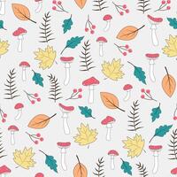 autumn seamless pattern with mushrooms vector