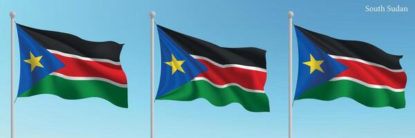 South sudan flags waving in the wind vector