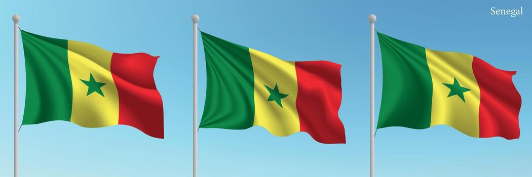 Senegal banderas 3d hacer vector