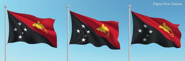 Three flags with the flag of papua new guinea vector