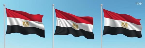 Egyptian flags waving in the wind vector