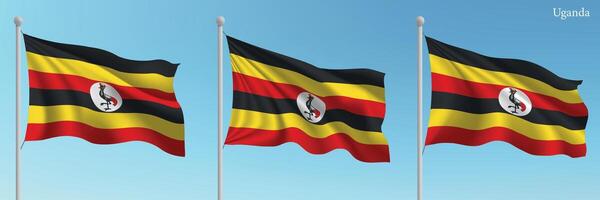 Three uganda flags are flying in the air vector