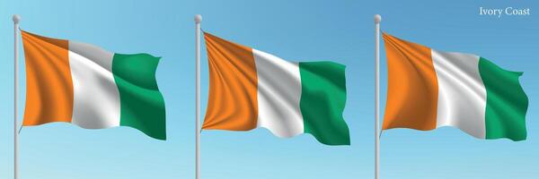Three flags of ireland waving in the wind vector