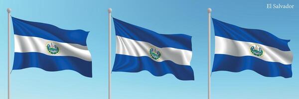 Three flags of the country of el salvador vector