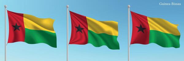 Three flags of ghana, guinea and senegal vector