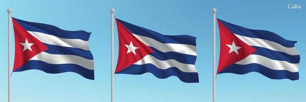 Three cuba flags are flying in the air vector